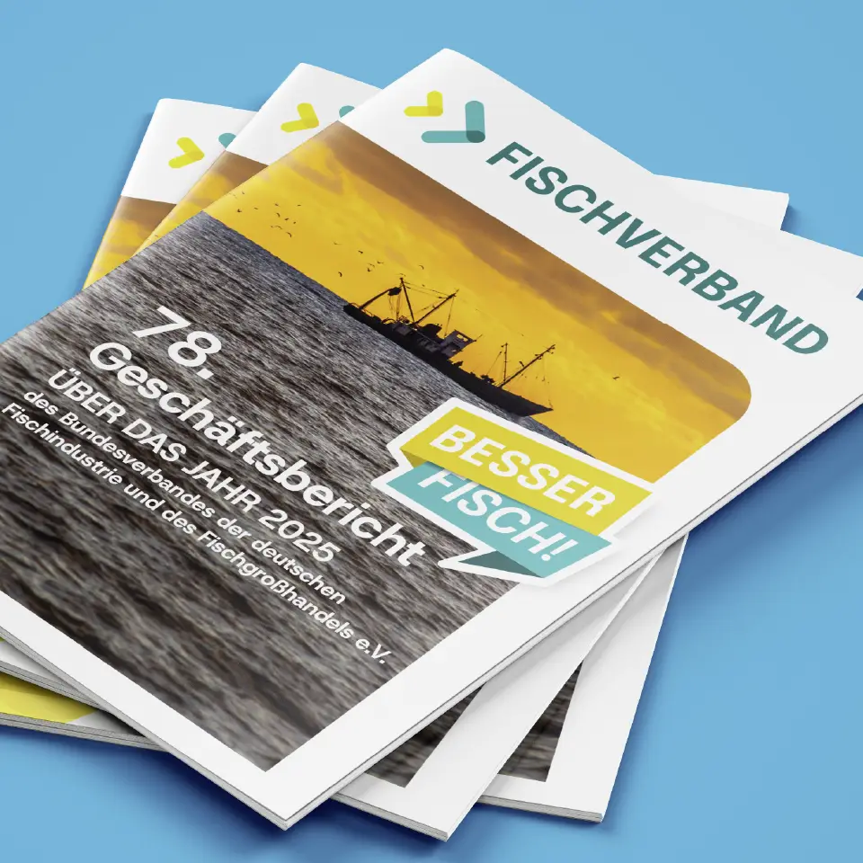 MockUp des Covers vom Geschäftsbericht des Fischverbandes