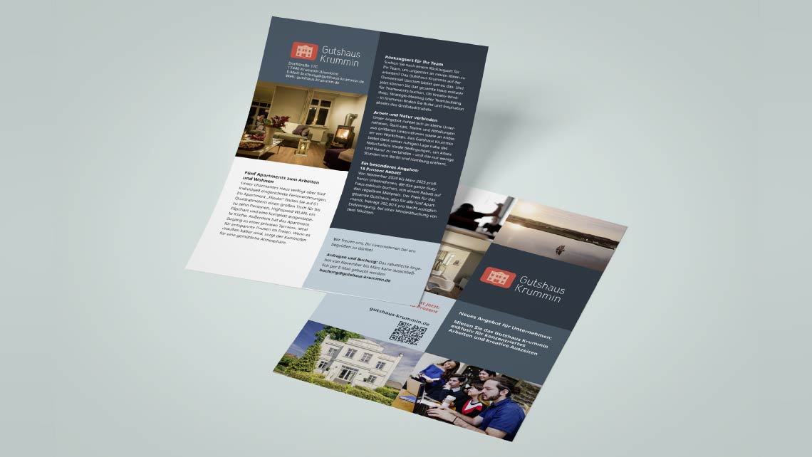 Flyer für das Gutshaus Krummin