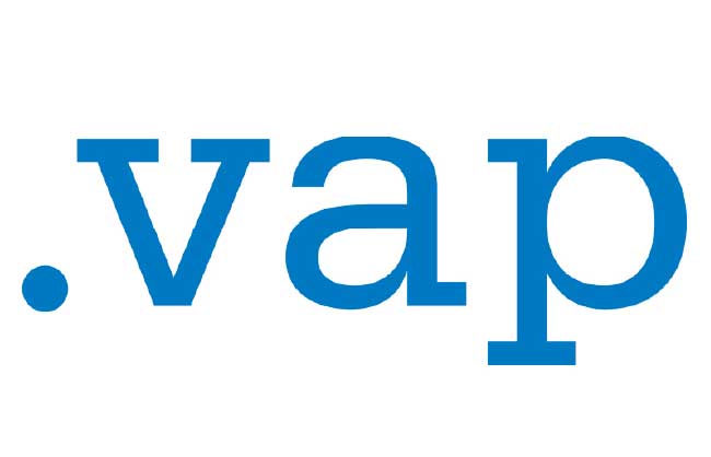 Logo vom VAP der schriftzug .vap in Blau