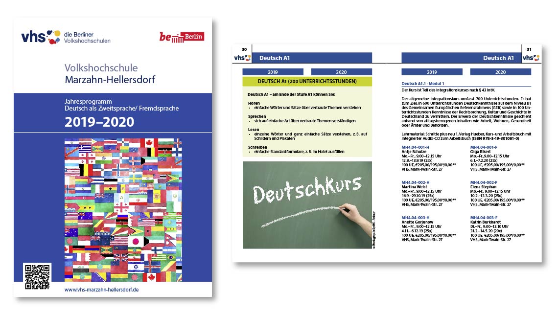 Screenshot des Jahresprorammes Deutsch als Zweit-/Fremdsprache der VHS Marzahn Hellersdorf